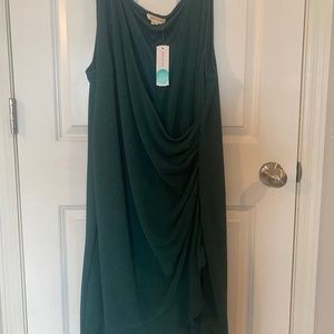Asymmetrical Forest Green Fitted Dress